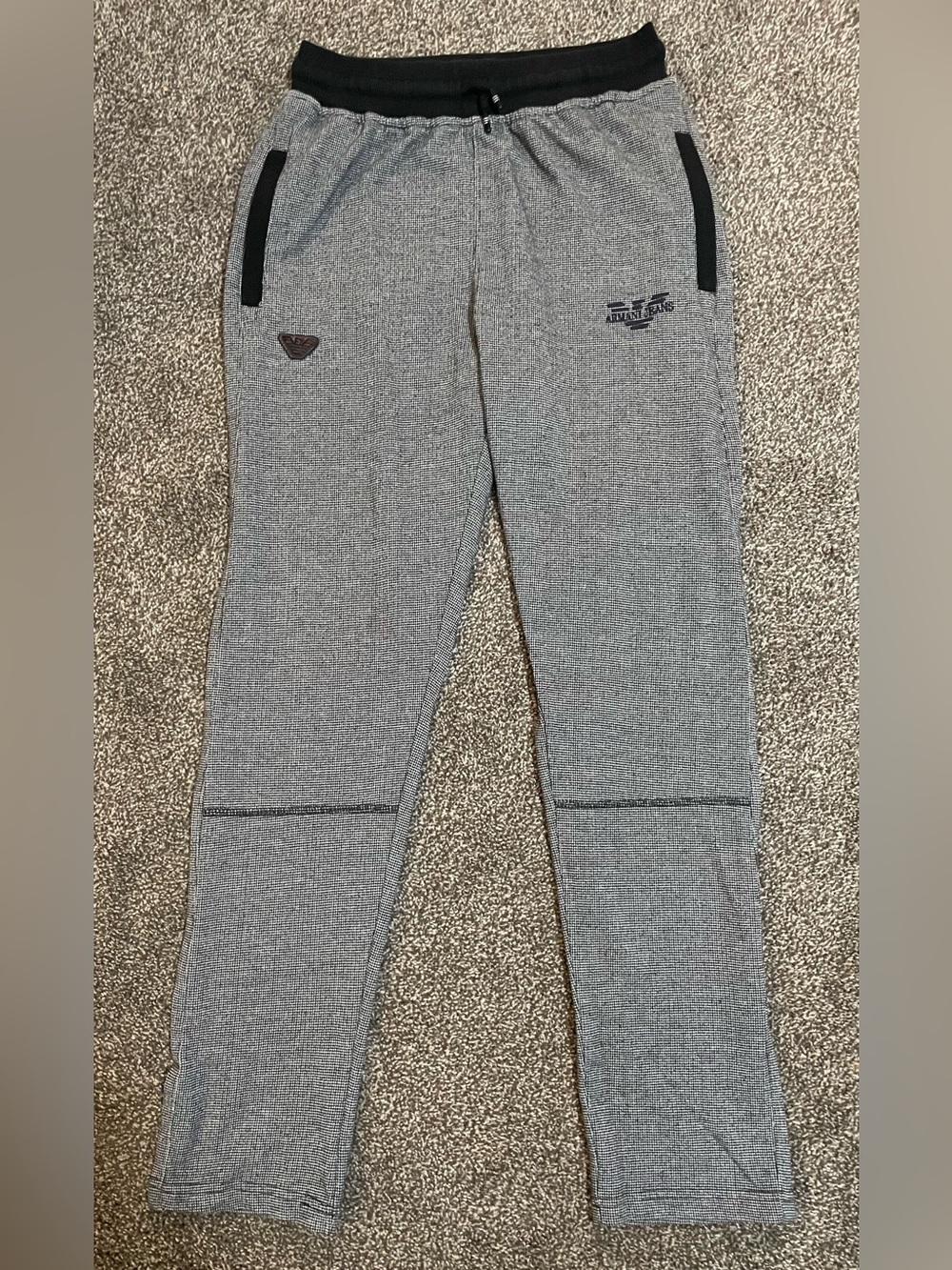 Armani Exchange Men's Grey Joggers with Black Trim